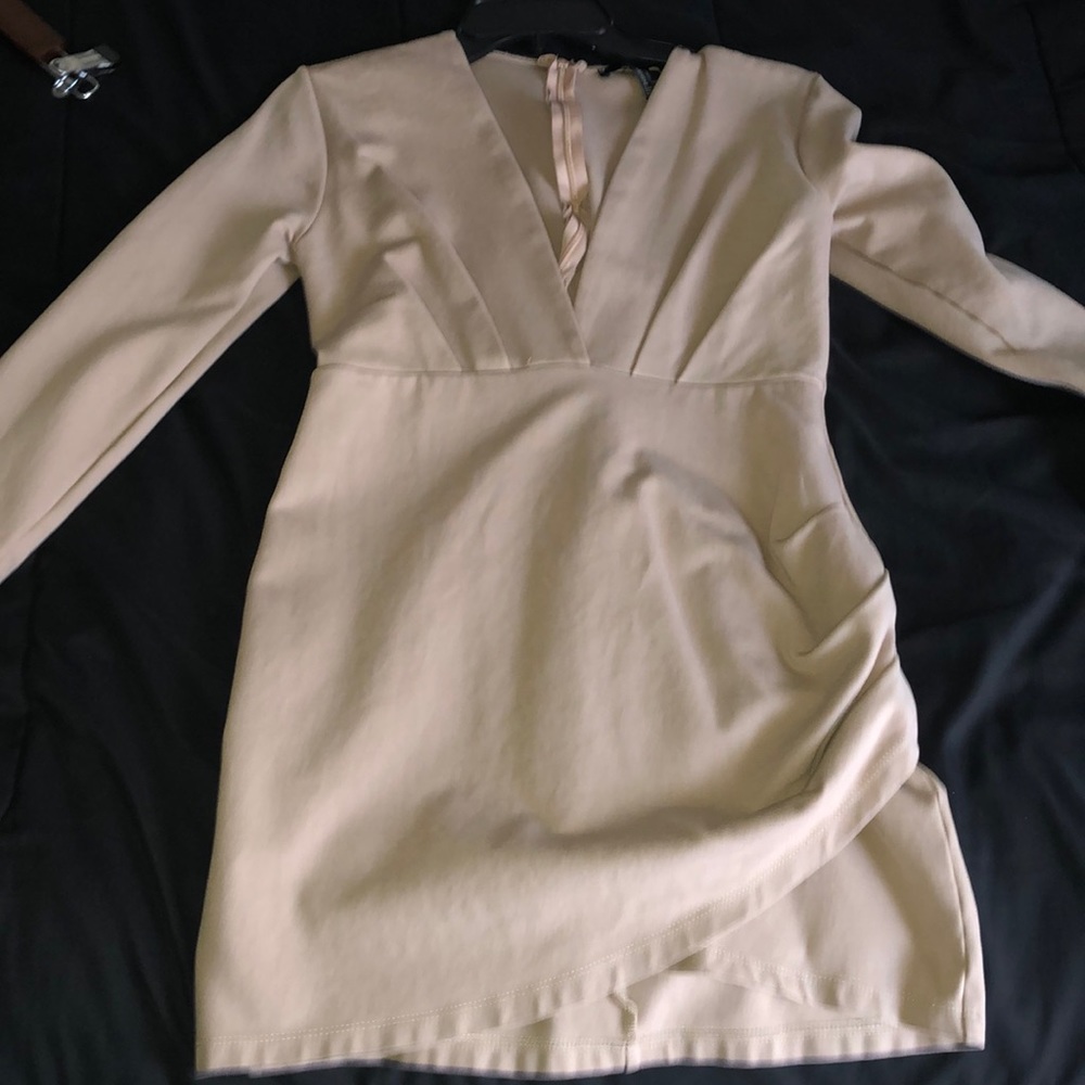 Tan Short Elegant Simple Dress